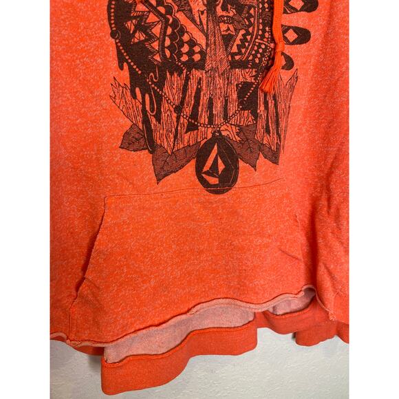 Volcom Sweatshirt Long Sleeve Lightweight Hoodie Neon Orange Heather Sz Lg Boho - Picture 4 of 12